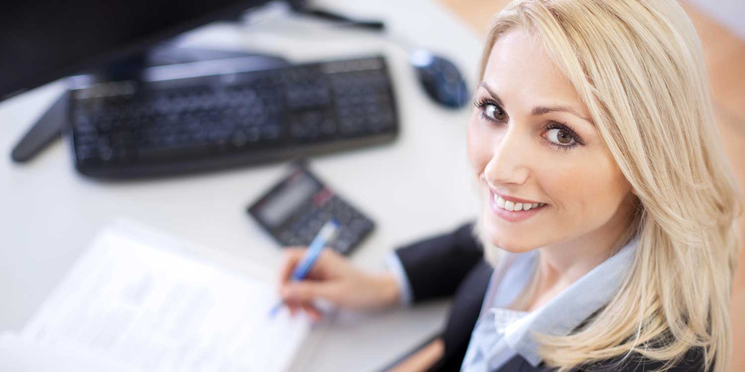 Office Girl is Writting Something